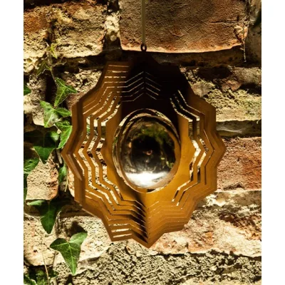 Windspinner ster inclusief uitneembare rvs look kogel, motief 1, roest design