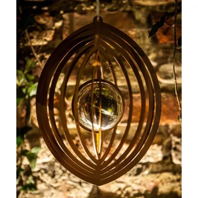 Windspinner ovaal inclusief uitneembare rvs look kogel, motief 2, roest design