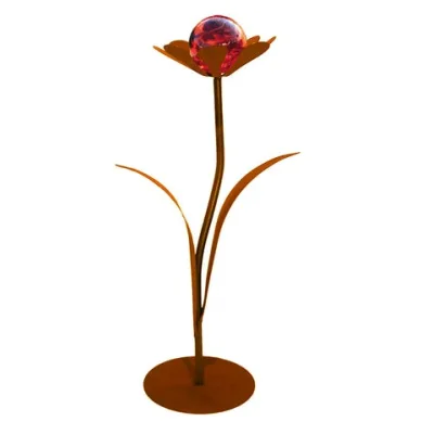 Decoratieve bloem anemoon klein voorzien van één glazen bloem, roest design