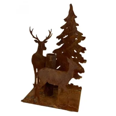 Decoratieve kaarsenhouder met wild en bos, roest design