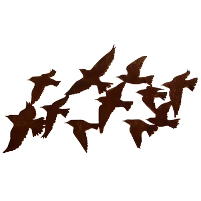 Muurdecoratie zwerm vogels, roest design