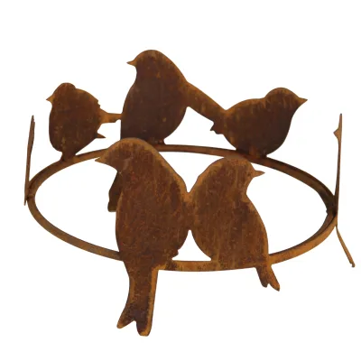 Decoratieve vogelring voorzien van 7 vogels, roest design