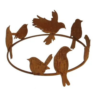 Decoratieve vogelring voorzien van 11 vogels, roest design