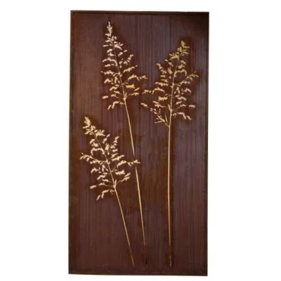 Tuinscherm met grasmotief, afmeting 100 x 200cm, roest design
