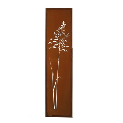 Tuinscherm met grasmotief, afmeting 50 x 200 cm, roest design