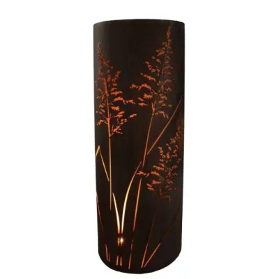 Zuil halfrond met grasmotief, roest design