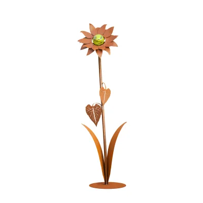 Decoratieve zonnebloem voorzien van één glazen bol, roest design