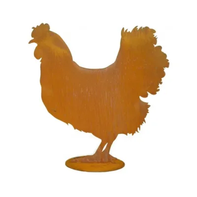 Hen silhouet op plaat, roest design