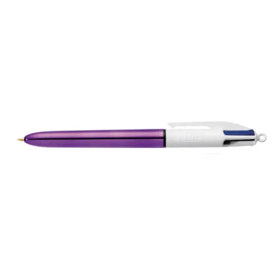 Balpen Bic 4kleuren Shine Paars