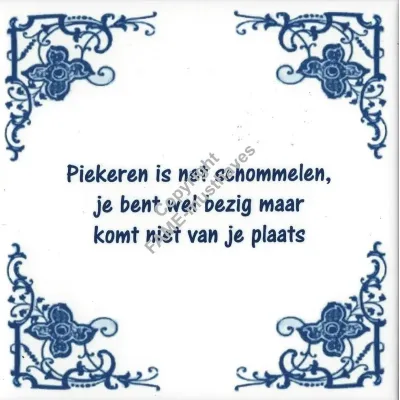 Spreuk tegel Piekeren is net schommelen