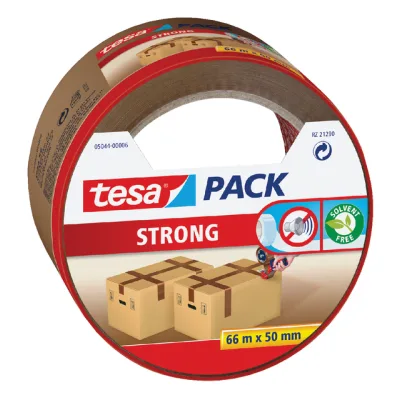 Verpakkingstape Tesa 50mmx66m bruin blister PP