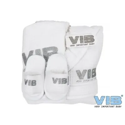 Giftset VIB wit met slabber slofjes en badjasje