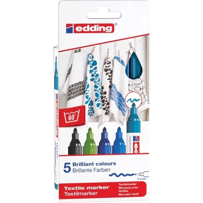 Edding Textiel Stiften Blauw 5-Pack