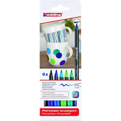 Edding Porselein-Penseelstiften Blauw 6-Pack