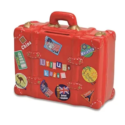 Spaarpot vakantie koffer rood