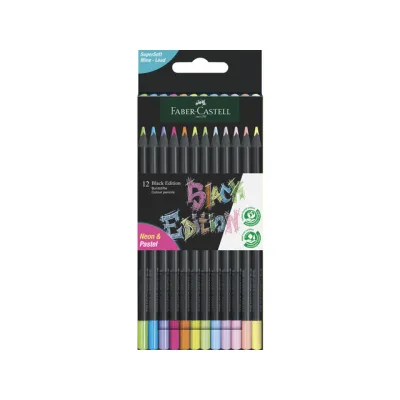 Kleurpotloden Faber-Castell Black Edition Neon + Pastel 12st.
