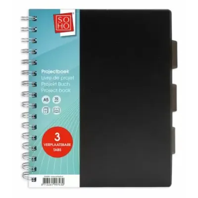 Collegeblok A5 Zwart Tabs