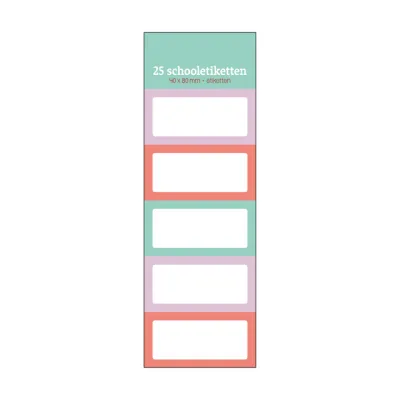 Schooletiketten 5 pak Pastel