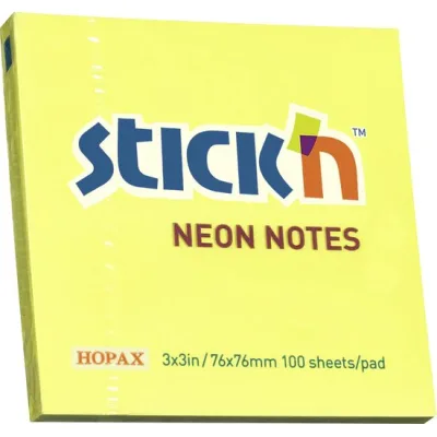 Stick'n Sticky Notes 76x76mm 100 Memoblaadjes Neon Geel