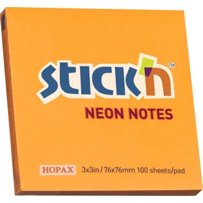 Stick'n Sticky Notes 76x76mm 100 Memoblaadjes Neon Oranje