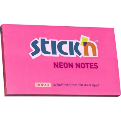 Stick'n Sticky Notes 76x127mm 100 Memoblaadjes Neon Magenta