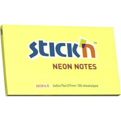 Stick'n Sticky Notes 76x127mm 100 Memoblaadjes Neon Geel