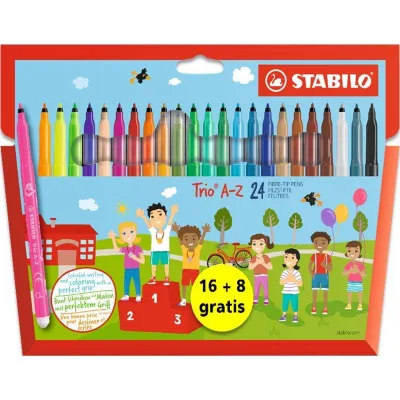 Viltstiften STABILO Trio A-Z 16 + 8 GRATIS