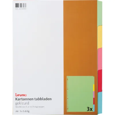 Kartonnen Tabbladen - Gekleurd - 3 x 5 delig