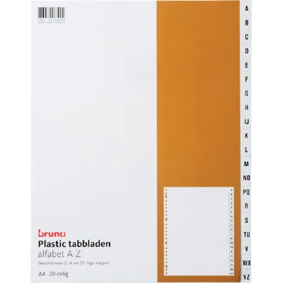 Plastic tabbladen 23-gaats - 20-delig met alfabetindeling