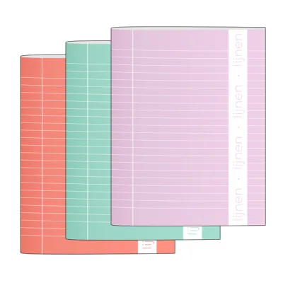 Schrift A5 Lijn 10-Pack Pastel - Paars-Rood-Blauw
