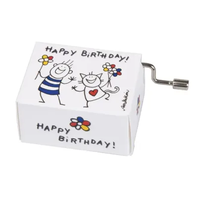 Muziekdoosje verjaardag blije kinderen 2 met melodie Happy Birthday