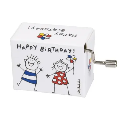 Muziekdoosje verjaardag blije kinderen 1 met melodie Happy Birthday