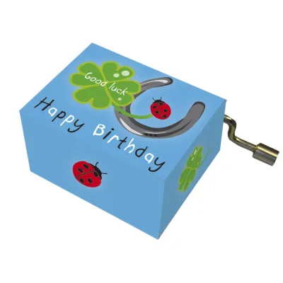Muziekdoosje verjaardag geluksbrengers met melodie Happy Birthday