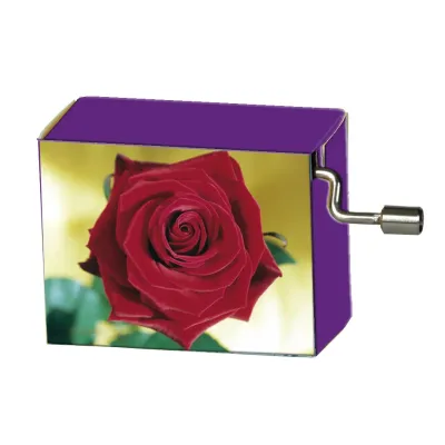 Speeldoosje bloemen rode roos met melodie Happy Birthday