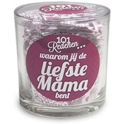 Glazen potje met 101 redenen waarom jij de liefste mama bent