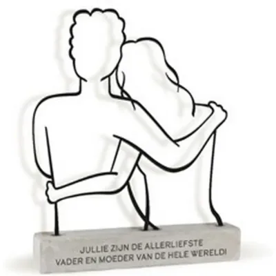 Metal art beeldje vader en moeder