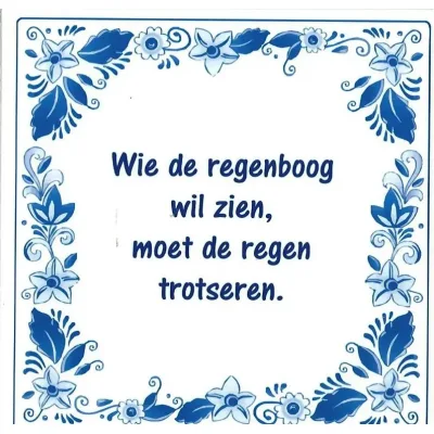 Spreuktegel Wie de regenboog wil zien moet de regen trotseren
