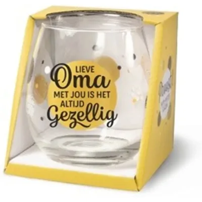 Wijn- waterglas Lieve oma met jou is het altijd gezellig