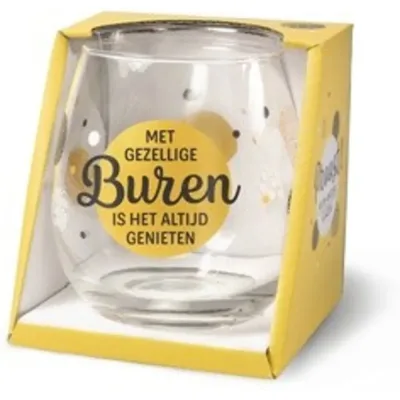 Wijn- waterglas Met gezellige buren is het altijd genieten