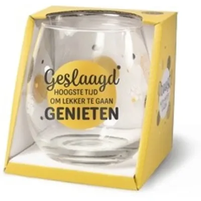 Water- wijnglas Geslaagd hoogste tijd om lekker te gaan genieten