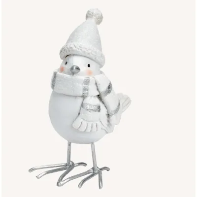 Wintervogel decoratie wit-zilver – Sfeervol cadeau voor kerst of winterdecoratie