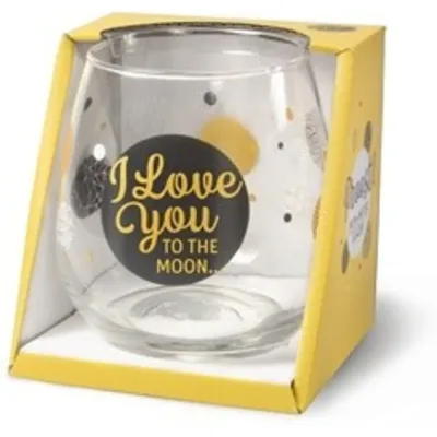 Water- wijnglas met tekst I love you to the moon