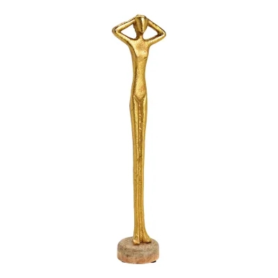 Staand beeld figuur mens in goudkleur 39cm hoog