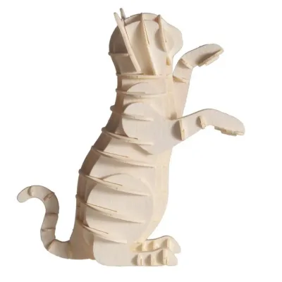 3D puzzel en bouwpakket witte kat van karton