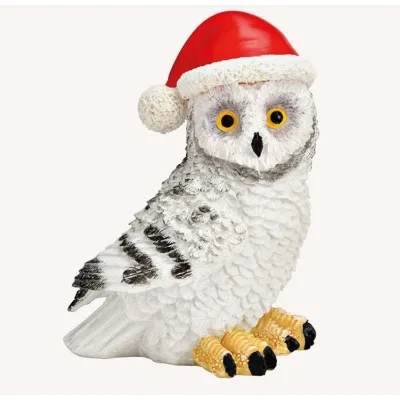 Beeldje kerst uil wit 9cm hoog