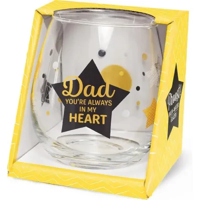 Water- wijnglas met tekst DAD you're always in my heart