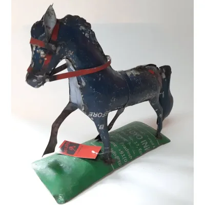 Metalen beeldje paard blauw van gebruikte oliedrums by Varios