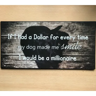 Groot tekstbord DOG made me smile I would be a MILLIONAIRE