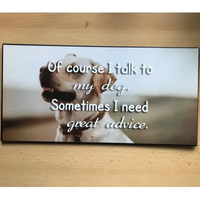 Groot tekstbord Of course I talk to my dog