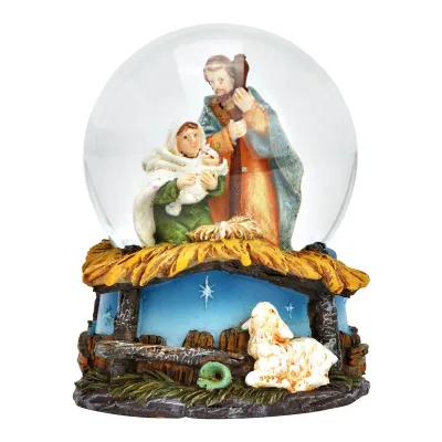 Sneeuwbol kerst met kerststal 9cm hoog